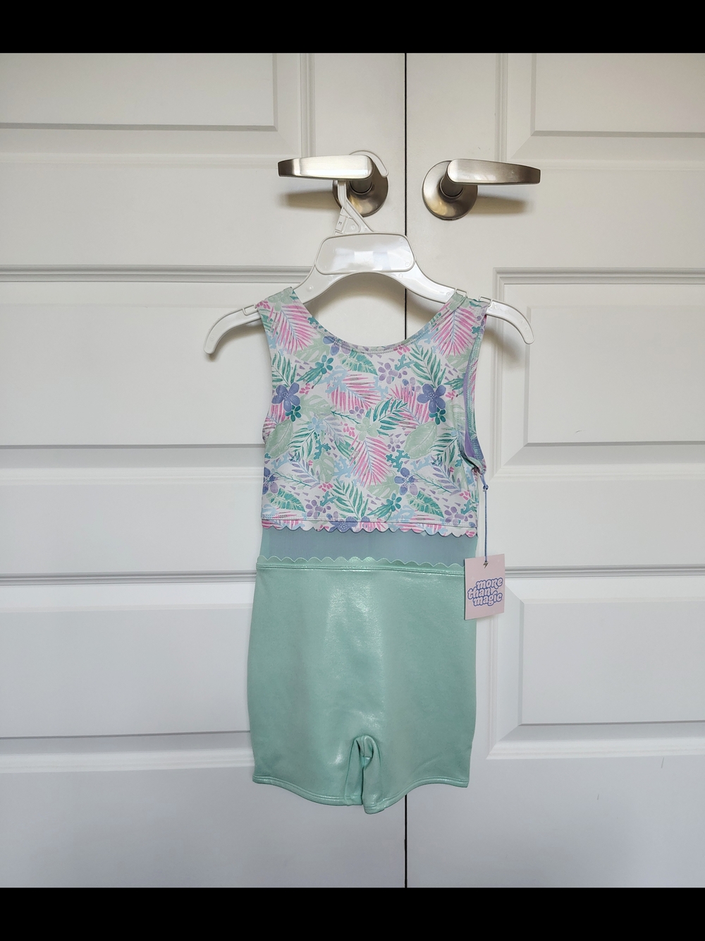 Girls Mint Green Floral Swimsuit